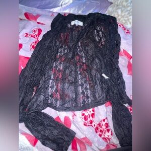Black Lace Sheer Blouse